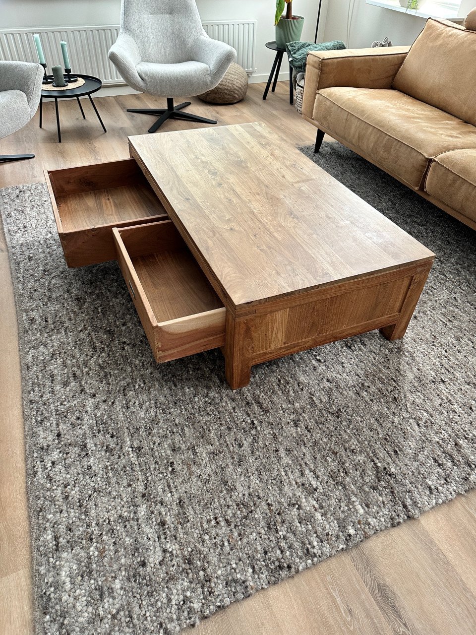 Teak Salontafel met 2 laden