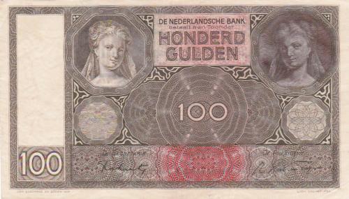 Biljet 100 Gulden 1942 Luitspelende Vrouw  Bieden