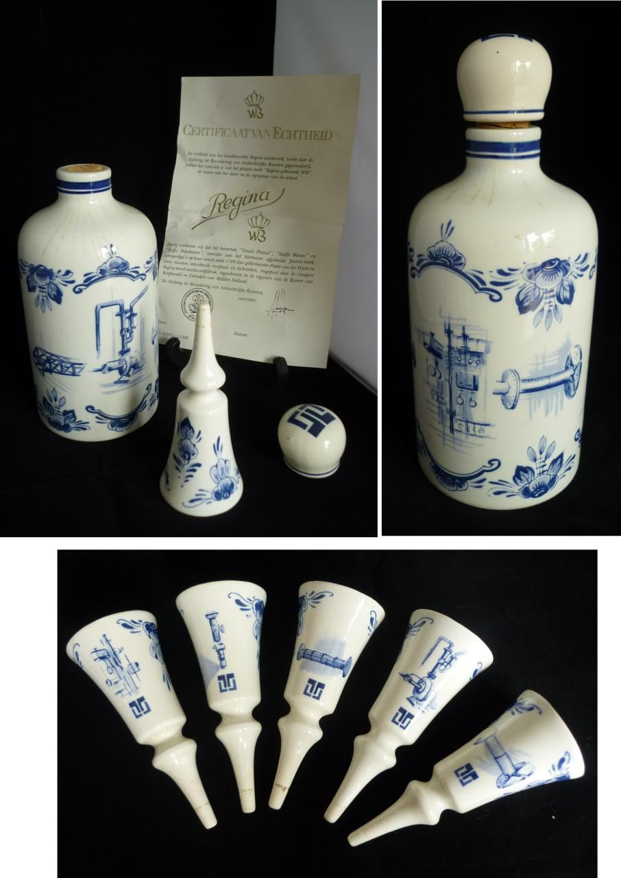 Vintage Regina Gouda Delfts blauwe likeurset + 5 schenktuit
