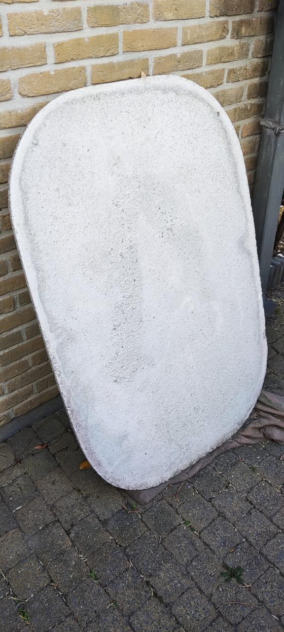 Betonnen tuintafelblad, ovaal, zwaar gewapend beton, geen breuk