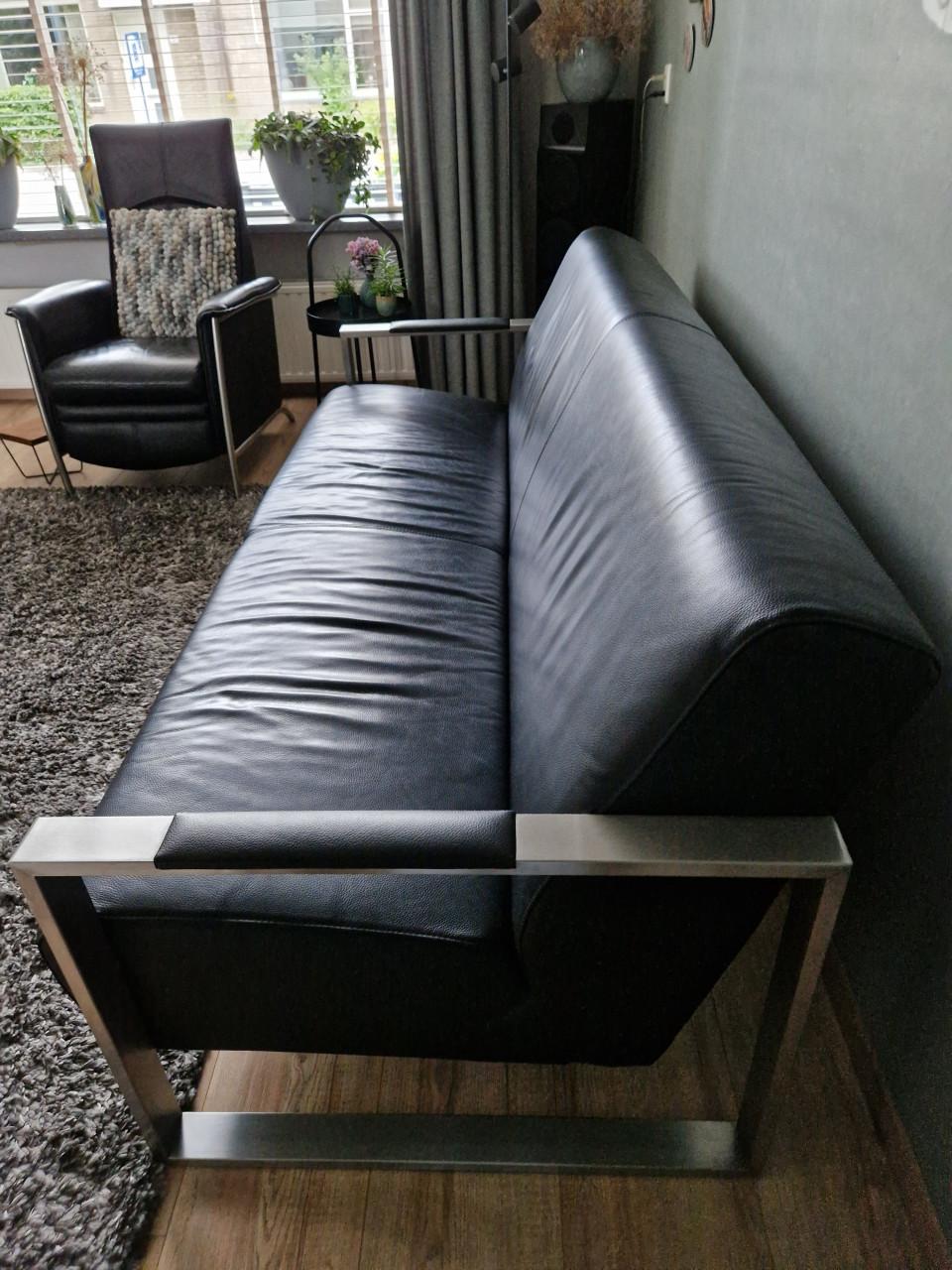 Montel bank zwart leer