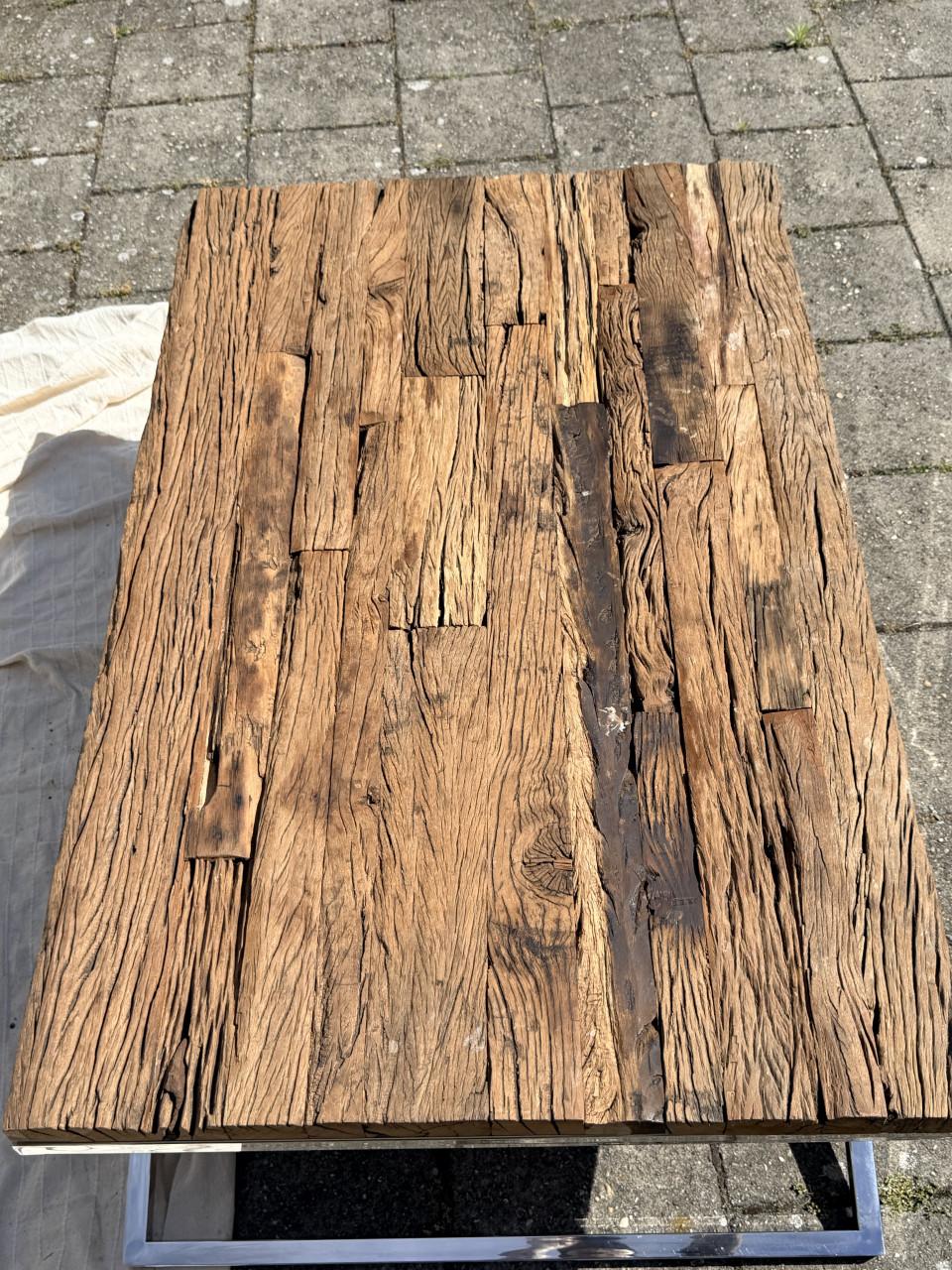 Richmond salon tafel staal hout Chrome
