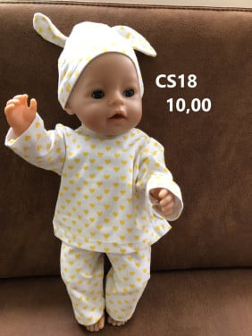 Leuke poppenkleertjes baby born. Pyjama + muts. Opbrengst KiKa.