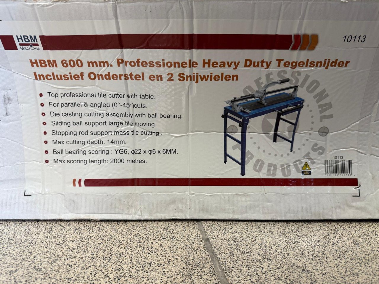 HBM 600 mm. Professionele Heavy Duty Tegelsnijder