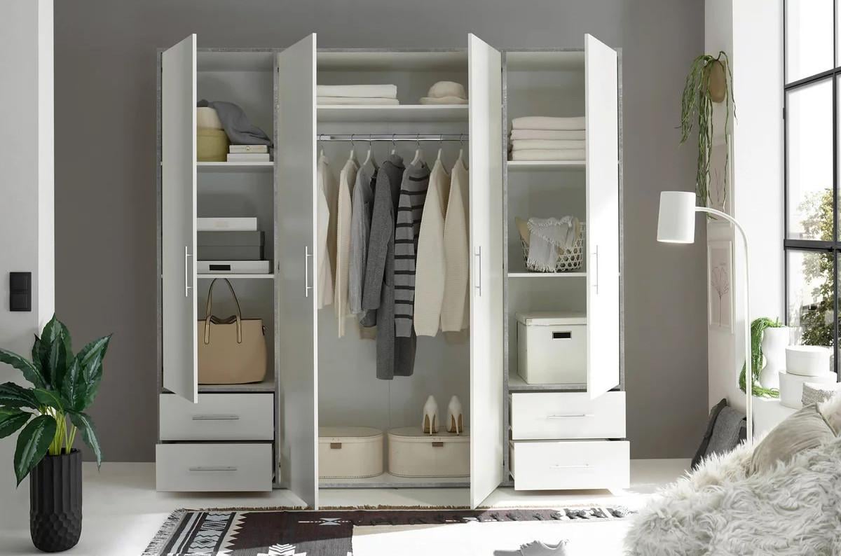 Grote kledingkast 3 of 4 dr. Wit met Lichteiken of Antraciet