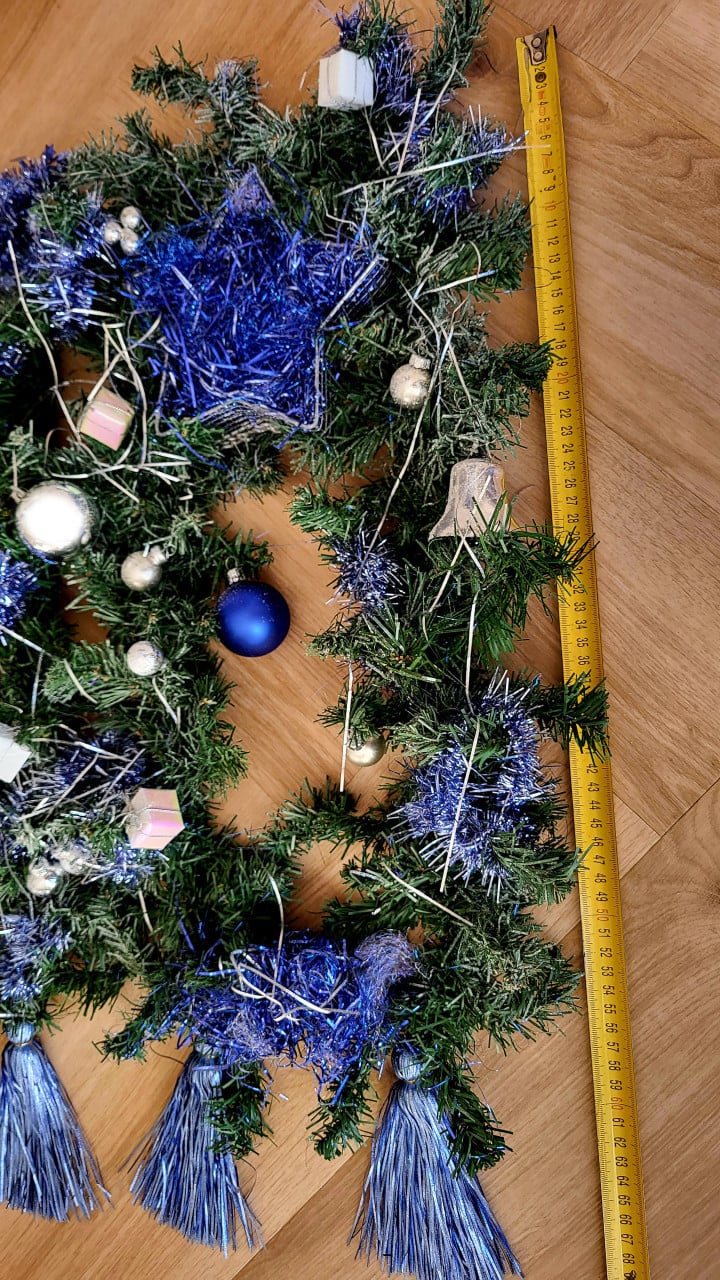 Winkeletalage 3luik met blauwe kerstdecoratie