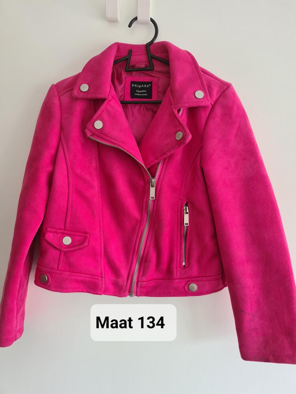 Fuchsia roze bikerjasje van Primark  Maat 128