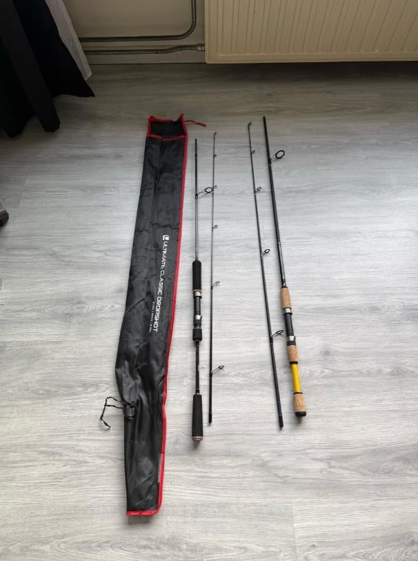 Complete vissers set - 6 hengels , 11 molens en toenehoren