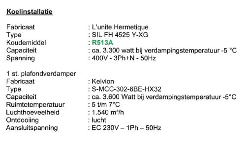 KOELCEL 300 x 390 x 270 cm Profesioneel