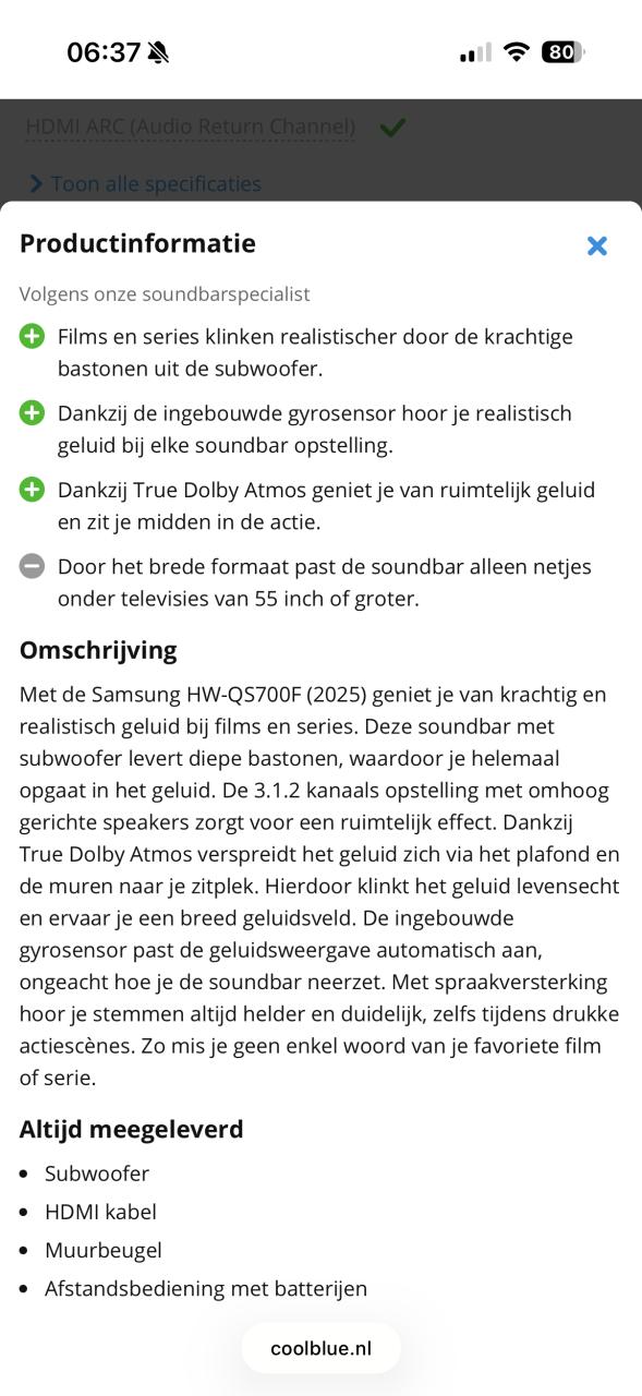 Samsung HW-QS700F (2025) Soundbar + subwoofer | Nieuw in doos