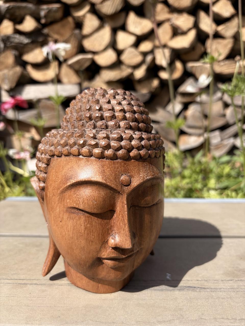 Houten Boeddha kop