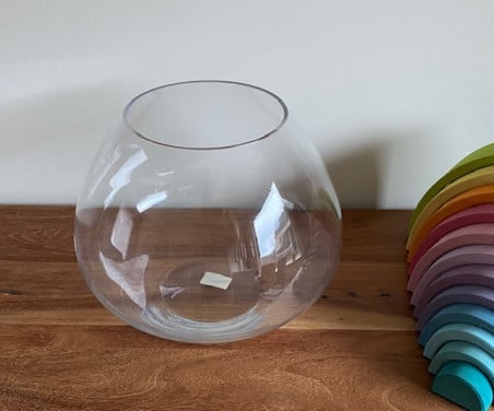 Mooie glazen vaas/ windlicht van dik glas