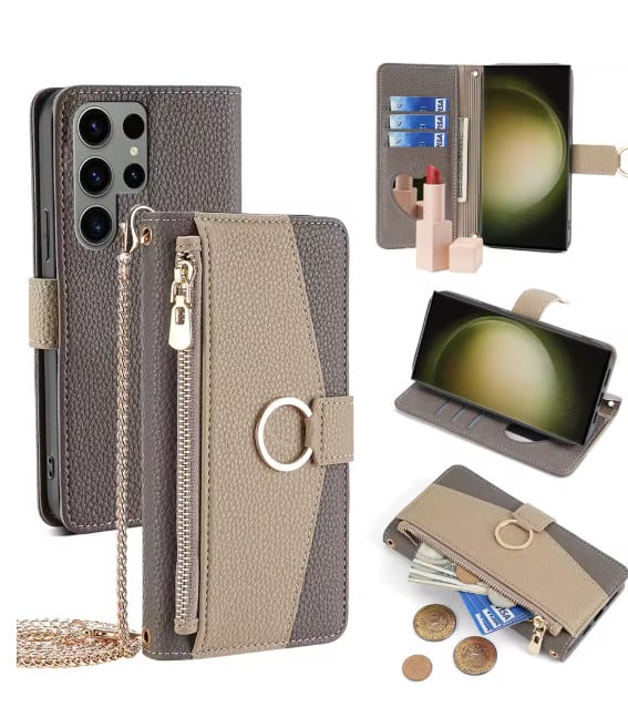 Samsung Galaxy S24 Ultra S24 PLus- Flip Cover met Metalen ketting