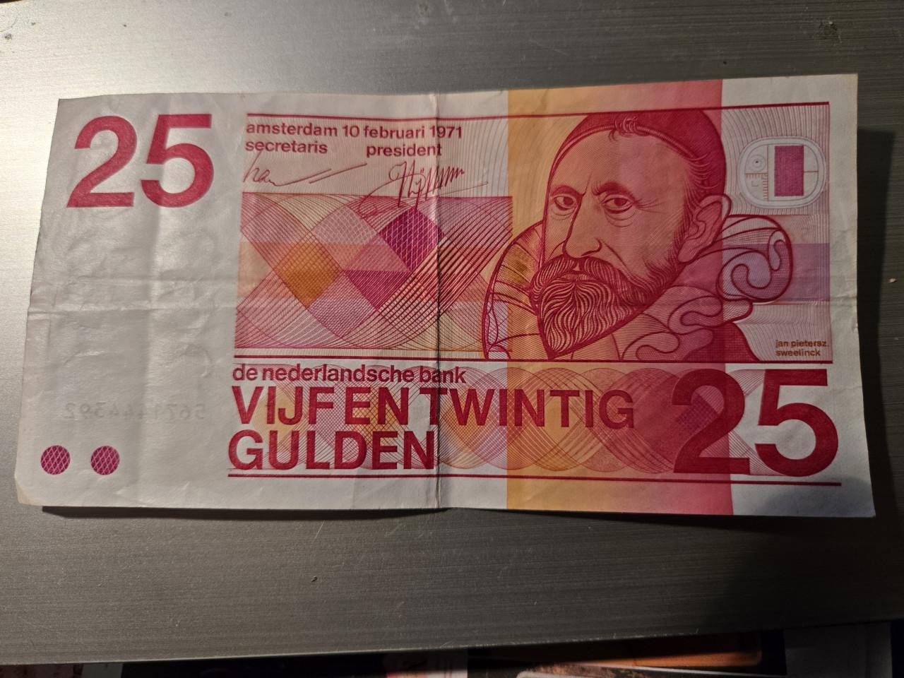 Biljet 25 gulden Nederland 10 februari 1971