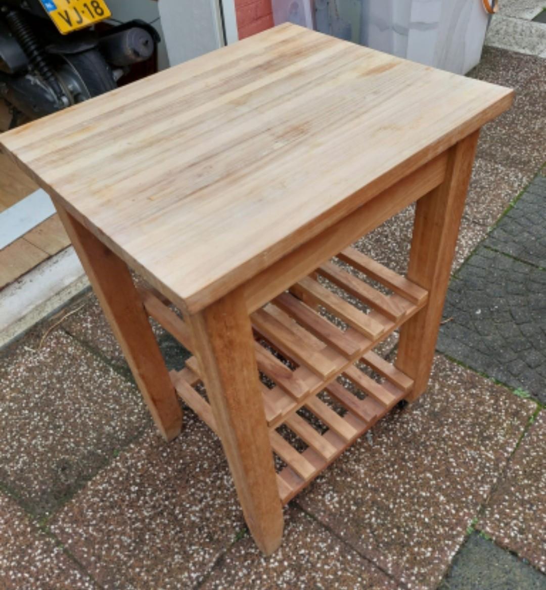 Houten Keukentrolley op wieltjes