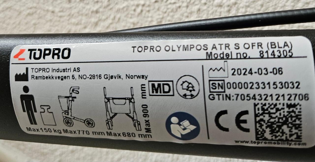 Rollator Topro Olympos ATR   Maat S