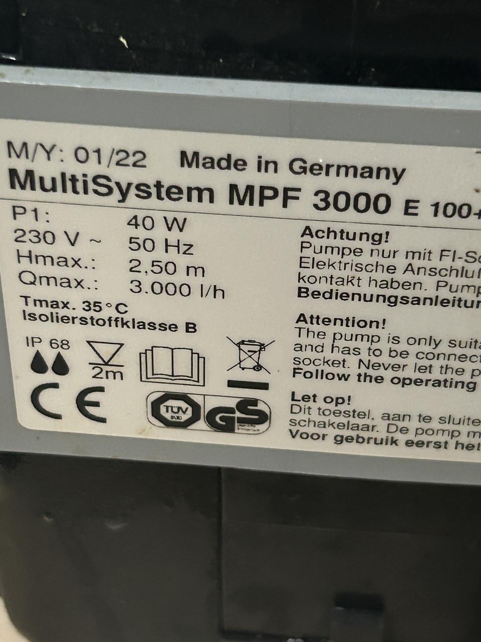 Te koop Messner multisysteem 3000 mpf e 100 plus nieuw model vijver pomp