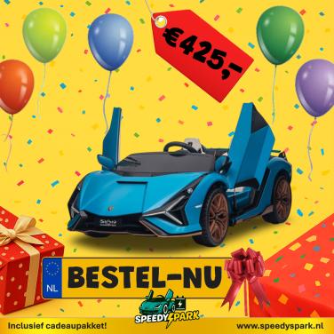 Elektrische Kinderauto 24V – Lamborghini Sian 'Duo' | Blauw