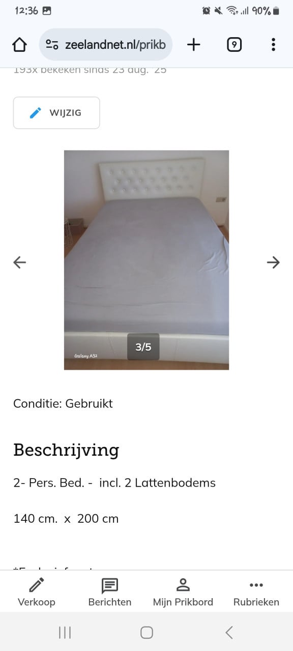 2-Peraoons Bed. -  Wit. -  Incl. Lattenbodems 2 x