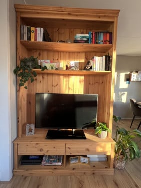 Grenen TV-meubel/boekenkast