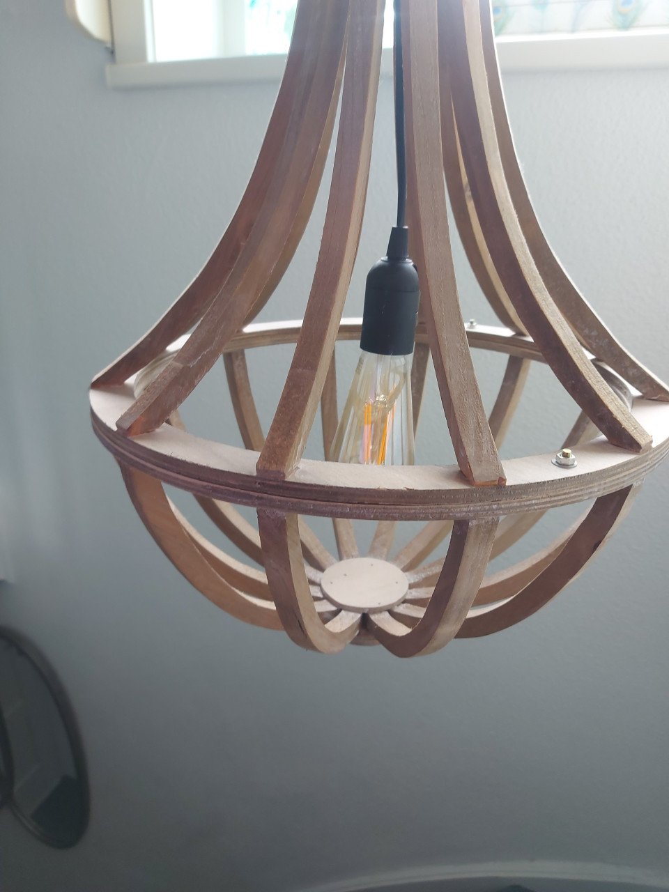Mooie houten hanglamp