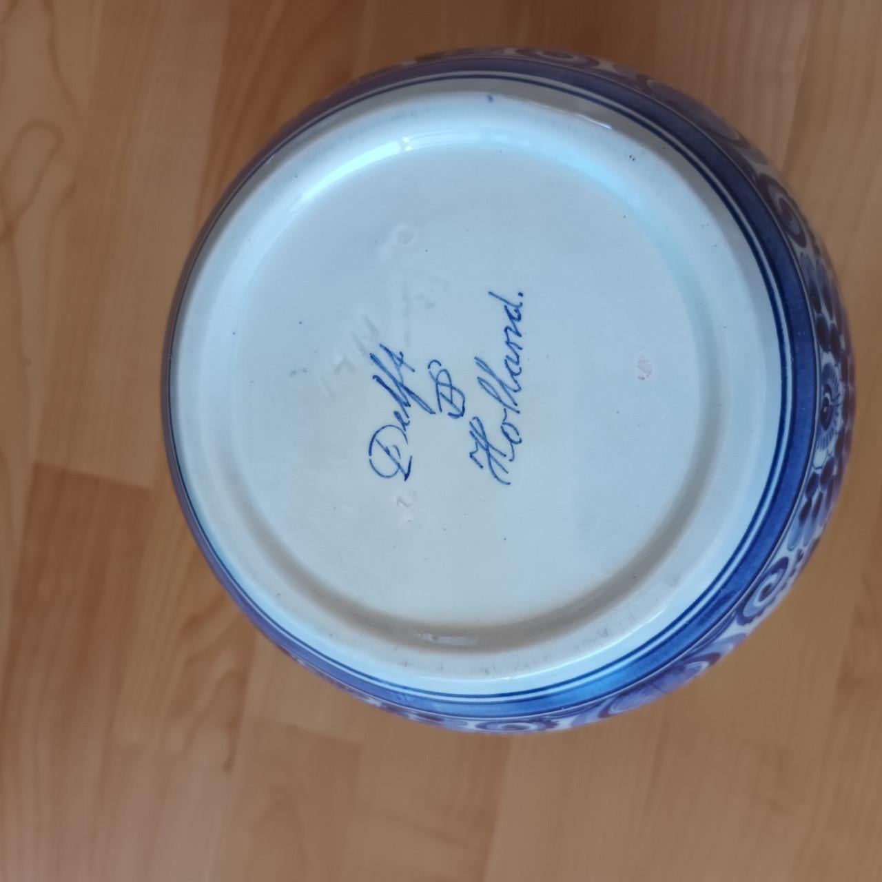 Delfts blauwe dekselvaas/gemberpot 't Hooge Huys handgeschilderd 1966