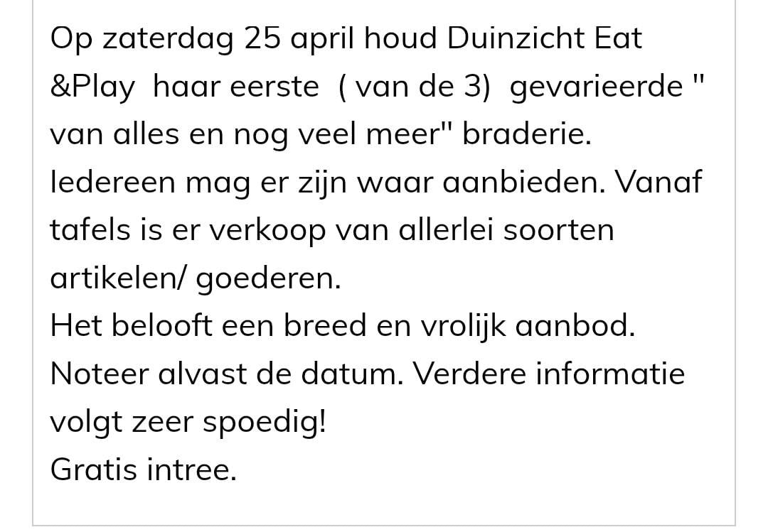 Braderie op Duinzicht Eat &Play