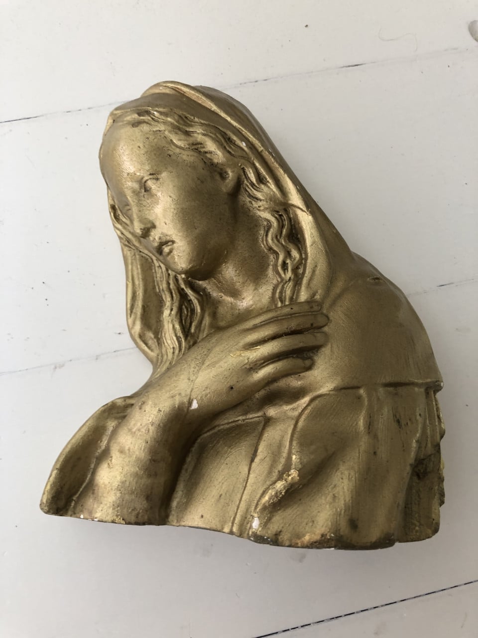 Mooi verguld brocante heilig Maria wandbeeld