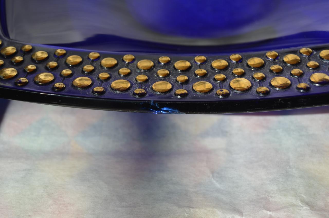 Blauwe glazen (fruit)schaal Scandinavisch design