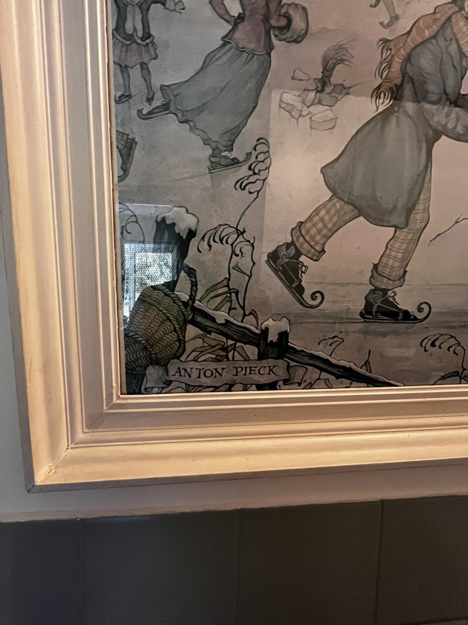Schilderij Anton Pieck. Mooi, met lijst.