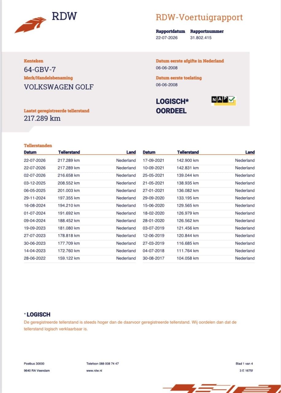 Volkswagen Golf 1.6 16V FSI 85KW 2008 Grijs | NAP | NIEUWE APK!