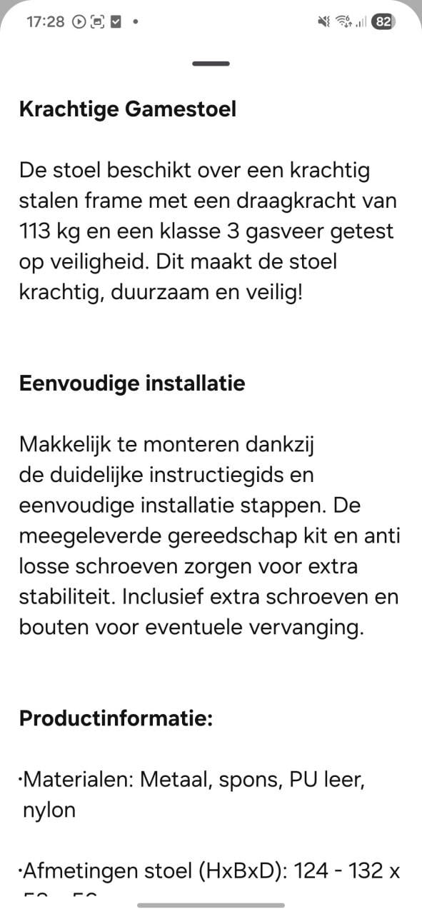 Te koop gamestoel weinig gebruikt