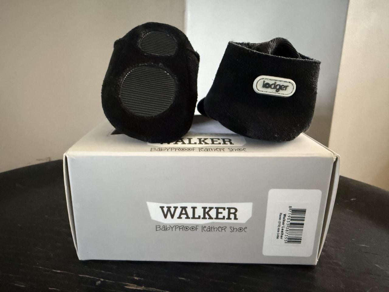 Lodger leren babyslofjes (jongens/meisjes) zwart, maat 16