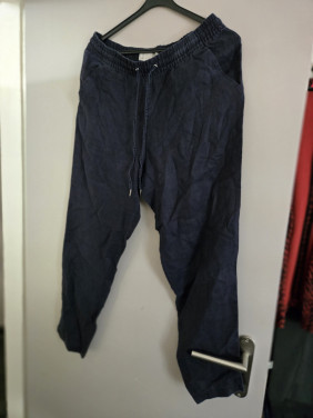 Linnen Broek Blauw met koord H&M L.O.G,G Maat 38