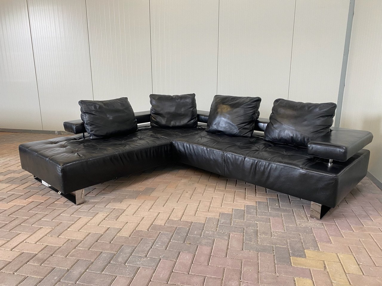 GRATIS LEVERING HEEL NL Zwarte Montel Echt Leren Hoekbank