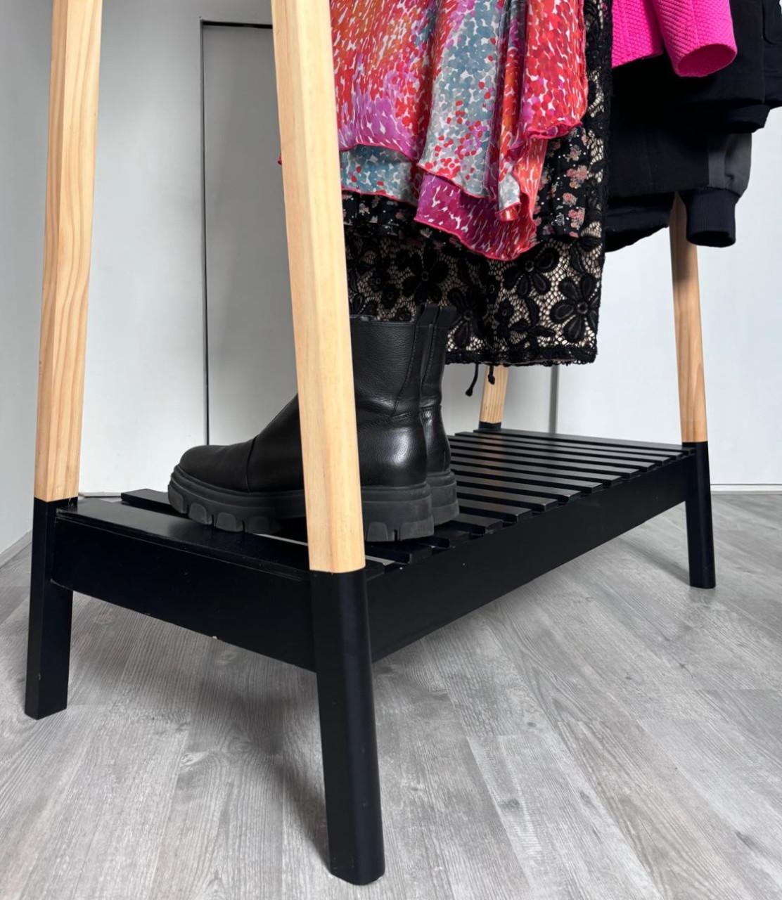 Kledingrek met schoenenrek naturel/zwart