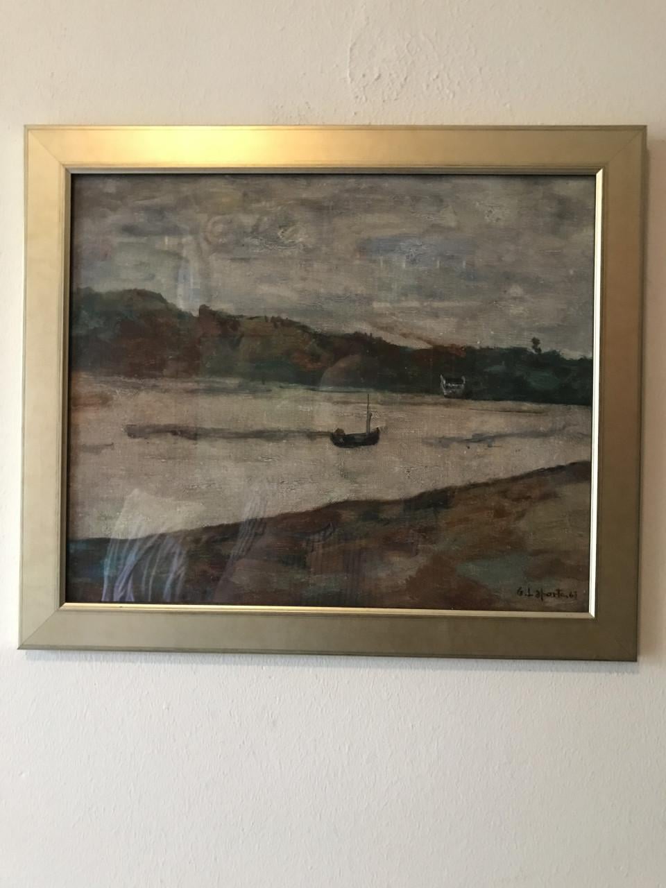 Schilderij Georges Laporte (1926-2000) - Paysage de bord de mer