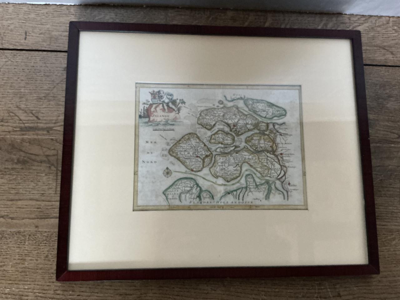 Handgekleurde kaart van Zeeland rond 1800