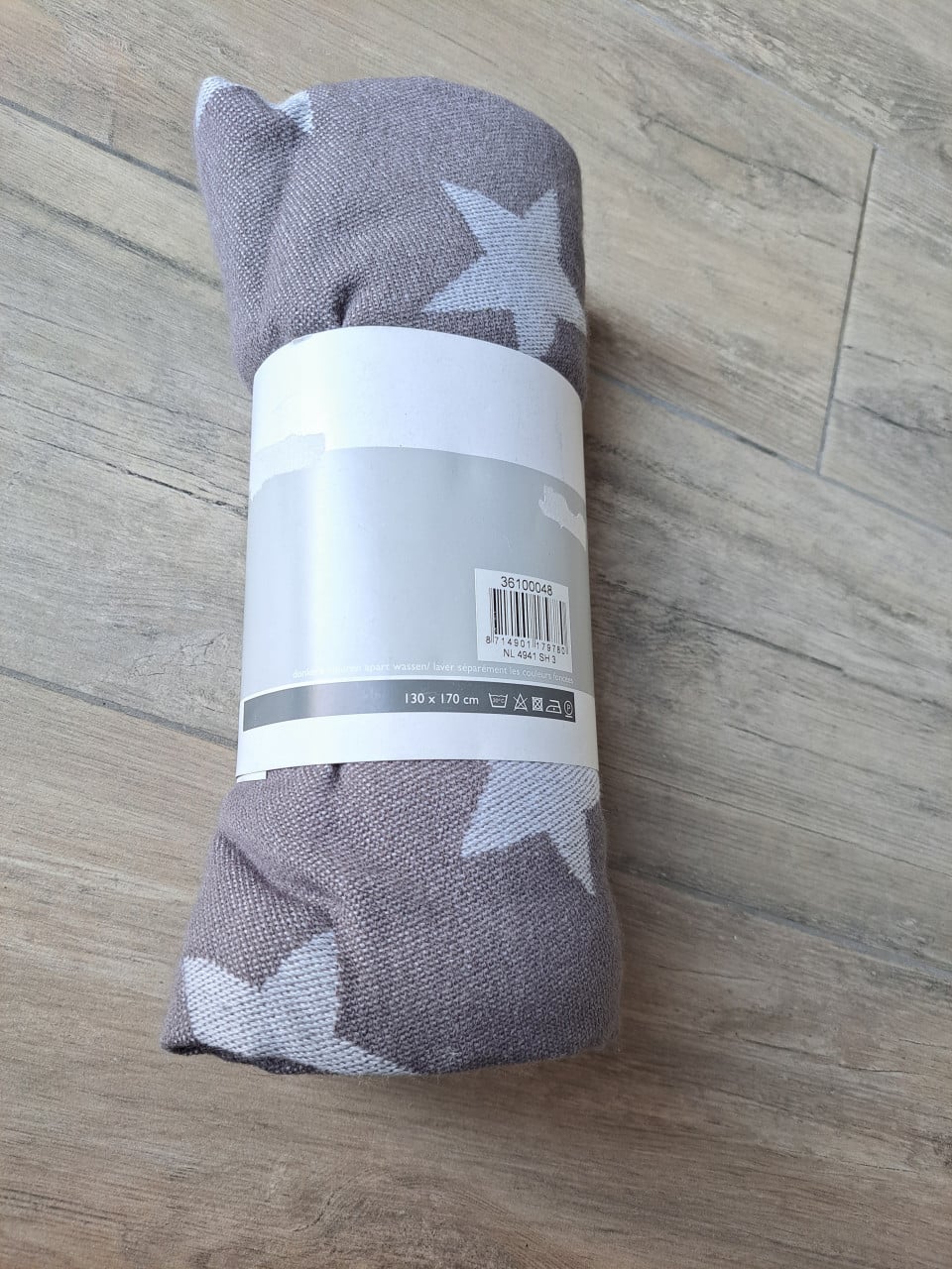 Nieuwe plaid grijs met witte sterren