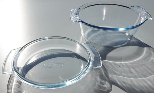 Pyrex casserole ovenschaal rond1,5l met deksel 2,1l z.g.a.n.