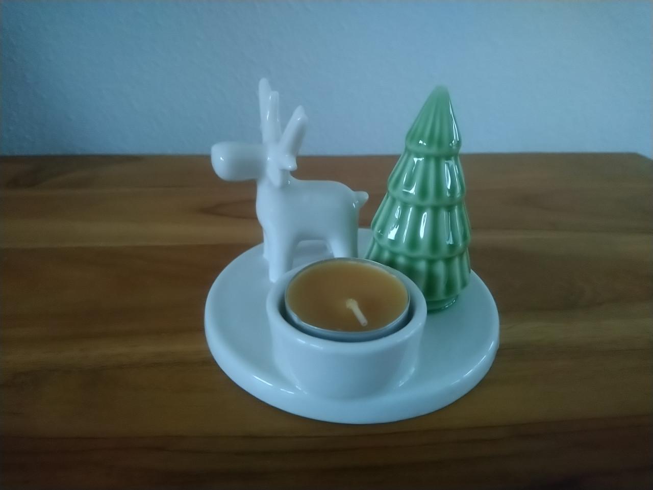 Porseleinen theelichthouder rendier kerst