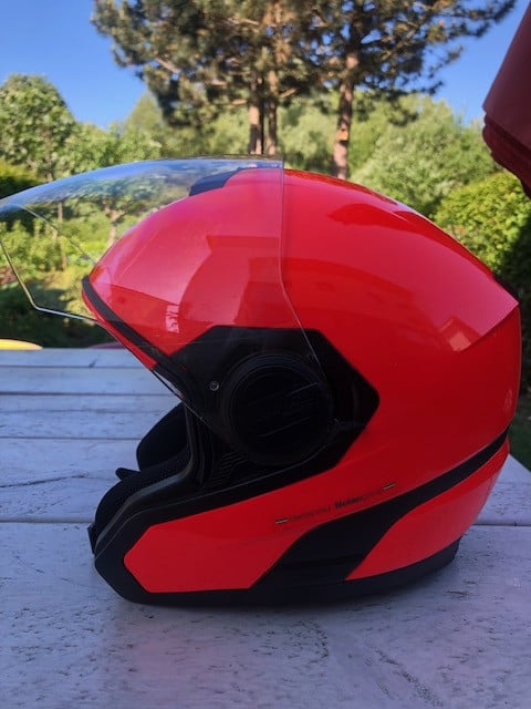 Nolan motorhelm, fel oranje hoofdmaat 61