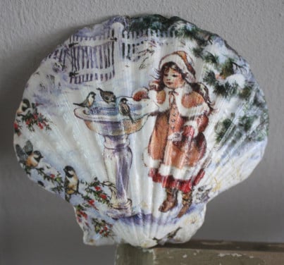 Schelp met kerstprint