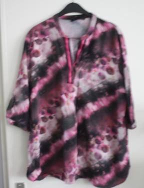 Blouse shirt roze met zwart maat 48