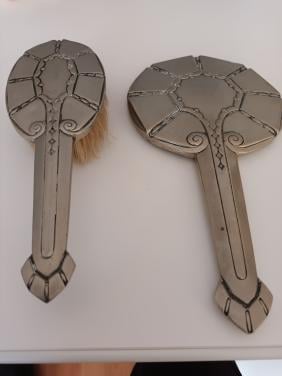 Antieke zilveren borstel en Spiegel mogelijk Art Nouveau-of Art Deco