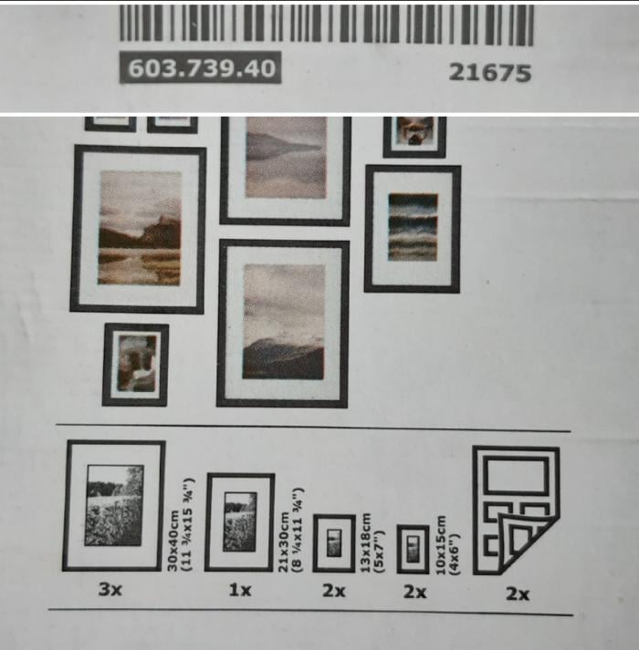 Ikea KNOPPÄNG 603.739.40:  8 zwarte lijsten met afbeelding.