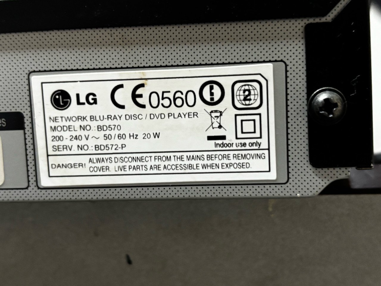 LG BD570 Blu-Ray speler