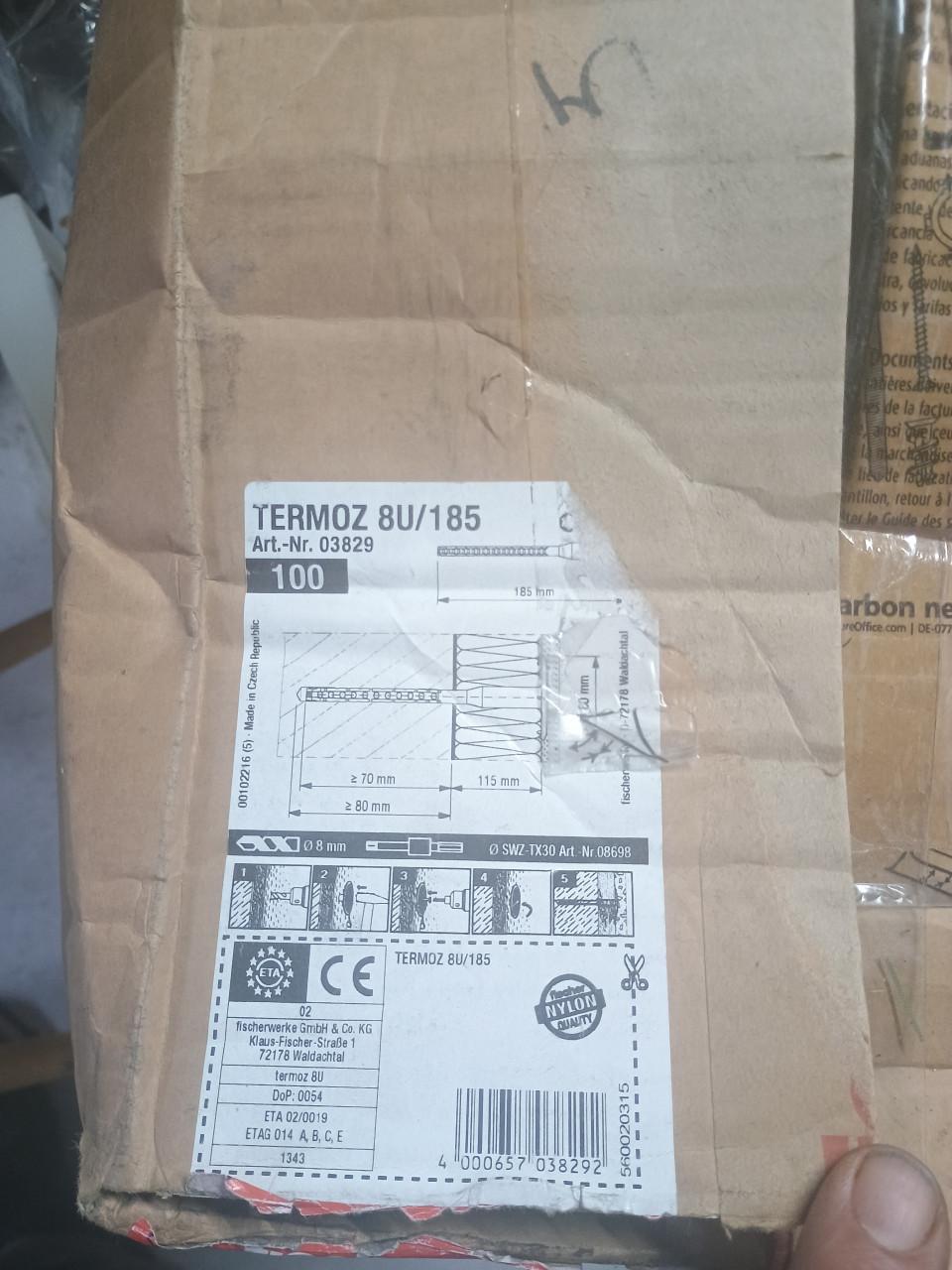 Fischer TERMOZ 8U/185 isolatiepluggen – doos 100 stuks – nieuw