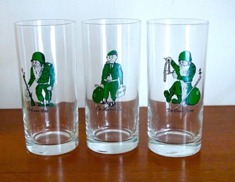 3 Vintage Glazen met soldaten