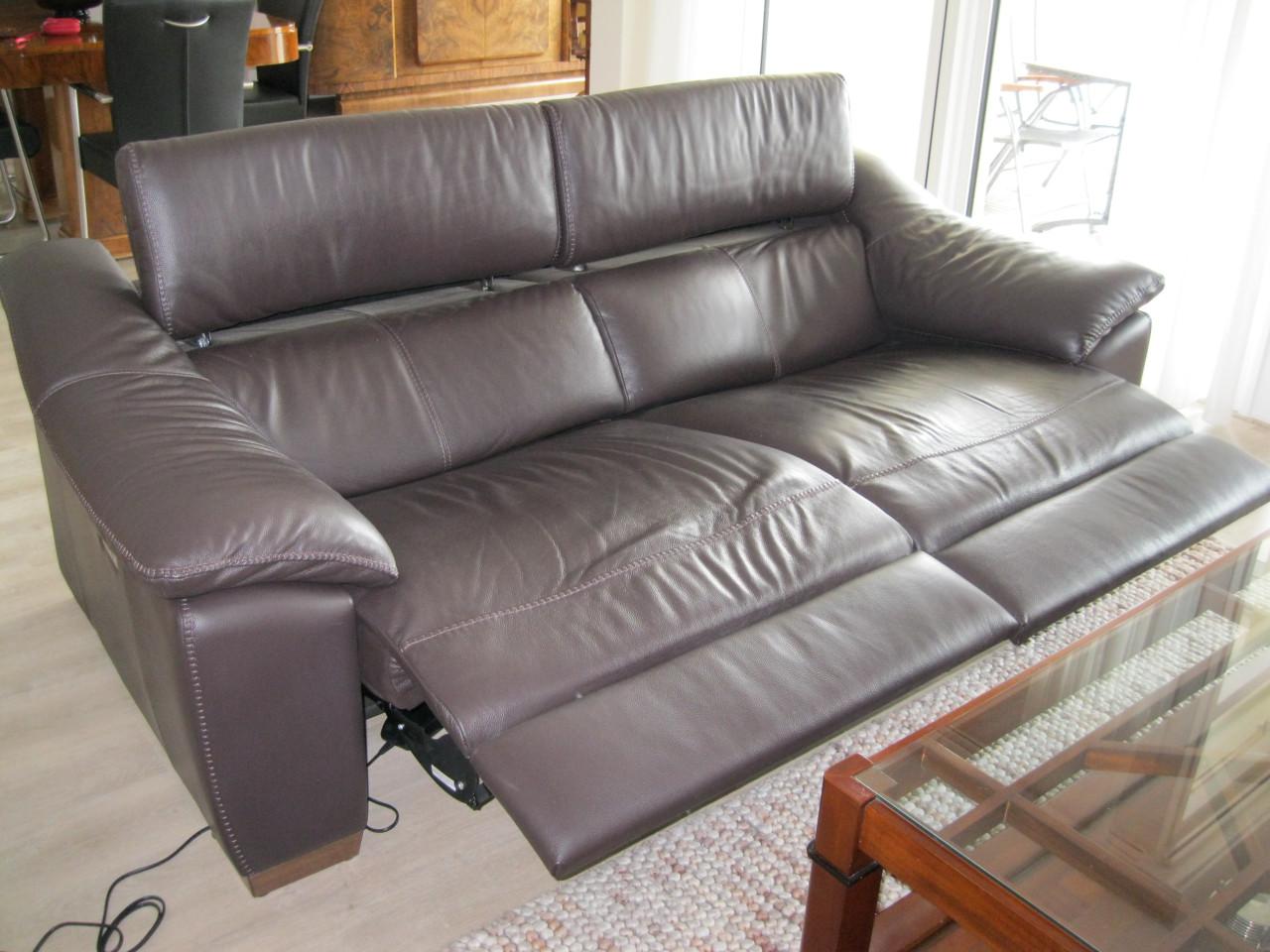 Natuzzi 2,5 elektrische leren relaxbank.